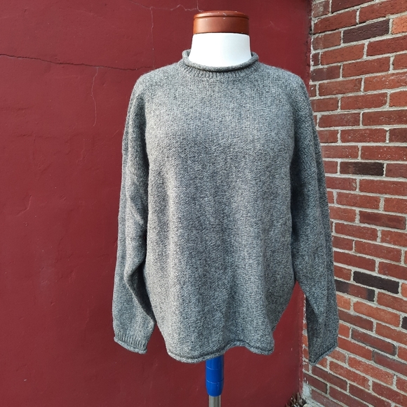 Woolrich Mock Neck Slouchy Drop Shoulder Wool Blend Sweater Gray XL - Picture 2 of 12